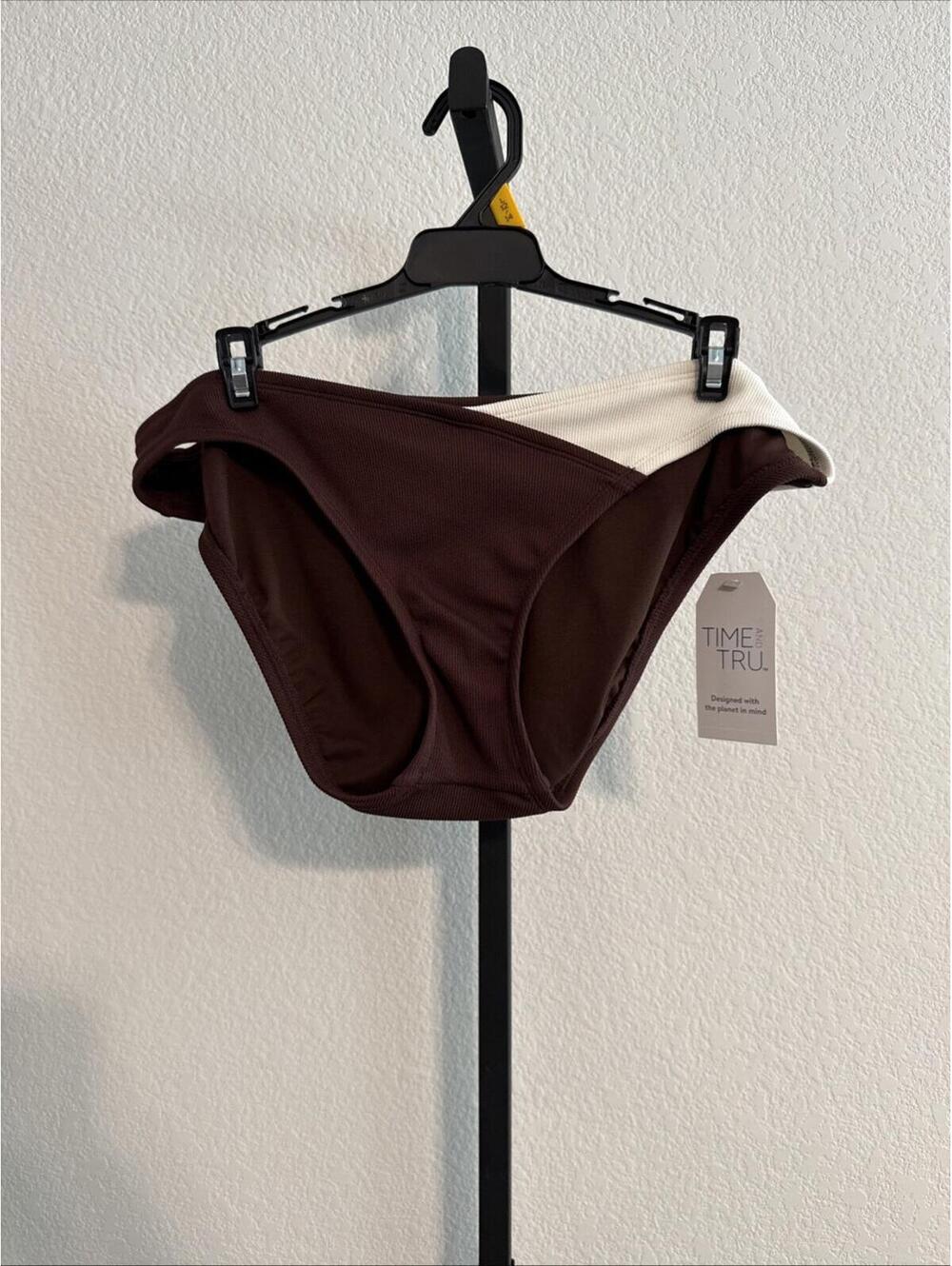 NWT No Boundaries Brown Color Block Bikini Swim Bottoms Size L (12-14)